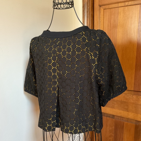 Nicole by Nicole Miller Bolero Eyelet Jacket Black Yellow Size 16 - Picture 2 of 7